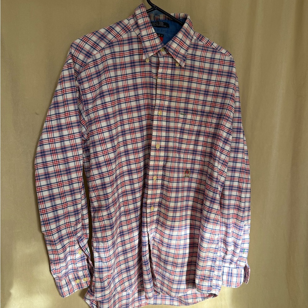 Tommy Hilfiger Red, Blue, and White Plaid Shirt